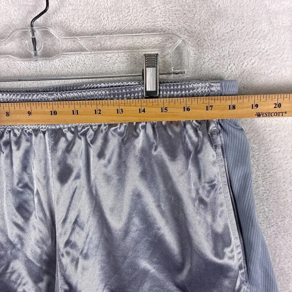 VTG AND1 Shorts Men XL Silver Dazzle Basketball Shiny Silky Mesh Gym Workout Y2K